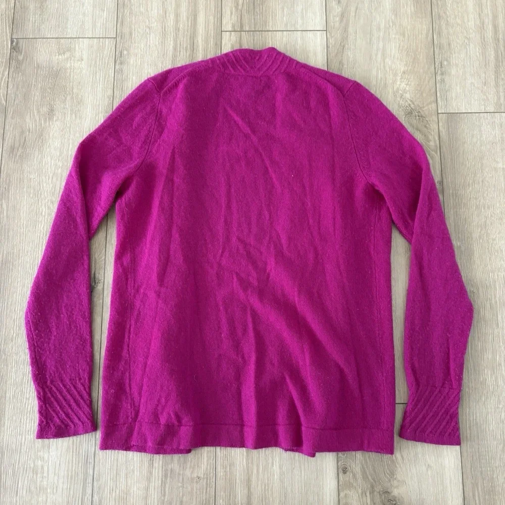 Charter Club 100% Cashmere Open Front Cardigan Sweater Fuchsia Berry XS